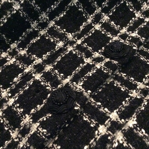 Cute Black & White Wool Blend Plaid Jacket Size 4 - Picture 11 of 16